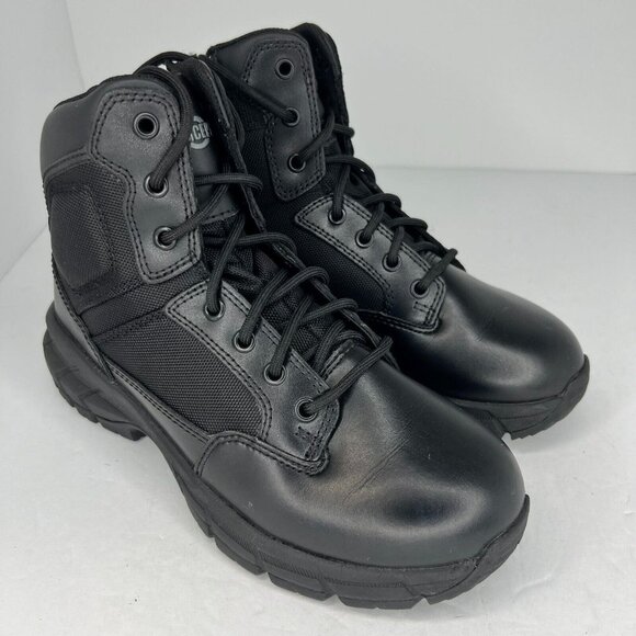 Interceptor Mens MNIN48DP001 Black Leather Mid Lace Up Size 7.5 Combat Boots main image 8